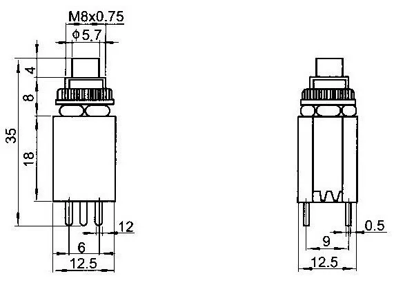AN4 2X2 кнопочный переключатель ON-(на) 6Pin 3A 125 В/AC, монтажное отверстие 8 мм