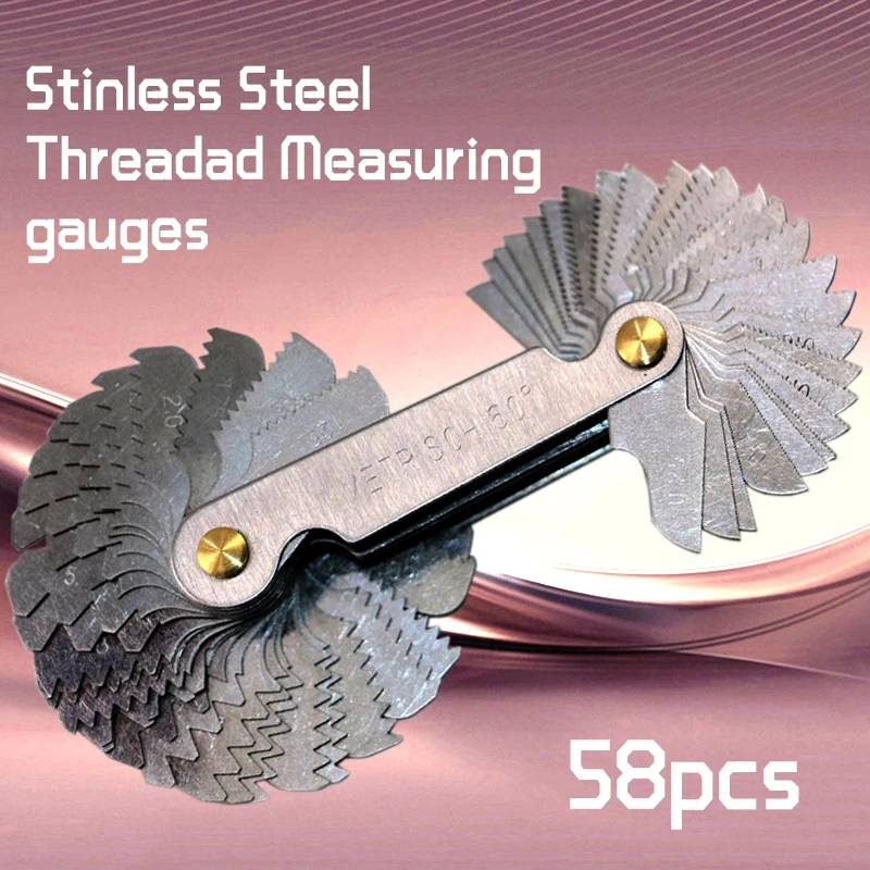 Thread Plug Gage Stainless Steel Metric American Screw Pitch 60 and 55 Degree Thread Measuring Gage Gauge