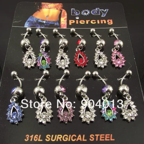 12 шт. Бесплатная доставка Средства ухода за кожей Jewelry кольцо пупка, пупка украшения животных оптовая продажа ювелирных изделий с капли воды