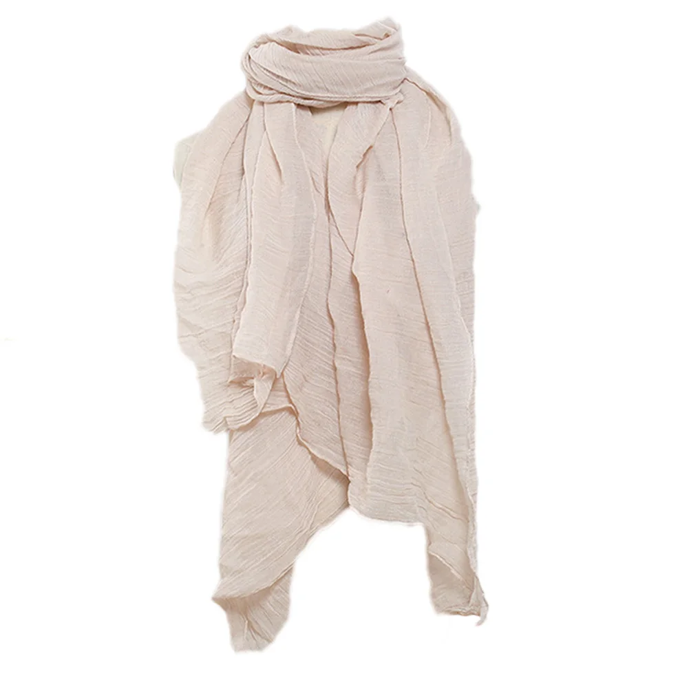 

Lady Girl Plain Natural Cotton & Linen Maxi Scarf Shawl Solid Color Hijab Scarf Muslim For Women