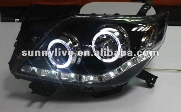 2010 светодиодный фары ангельские глазки для Toyota Prado