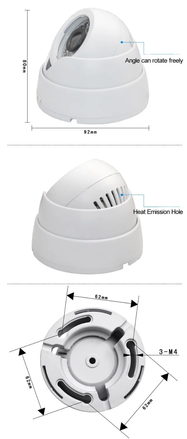 Продукт в формате HD 3000TVL камера видеонаблюдения2MP AH крытая, мини купол, обеспечивает безопасность ИК 1920*1080p, камеры видеонаблюдения