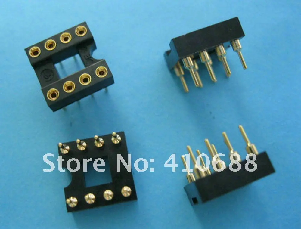 600 шт. IC Socket адаптер позолоченный круглый 8Pin заголовки(IC) sockets шаг 2.54 мм x = 7.62 мм