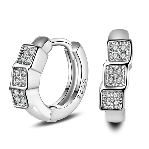Women's Fashion Silver Plated Double Row Zircon Ear Studs Huggie Earrings Clip Jewelry | Украшения и аксессуары