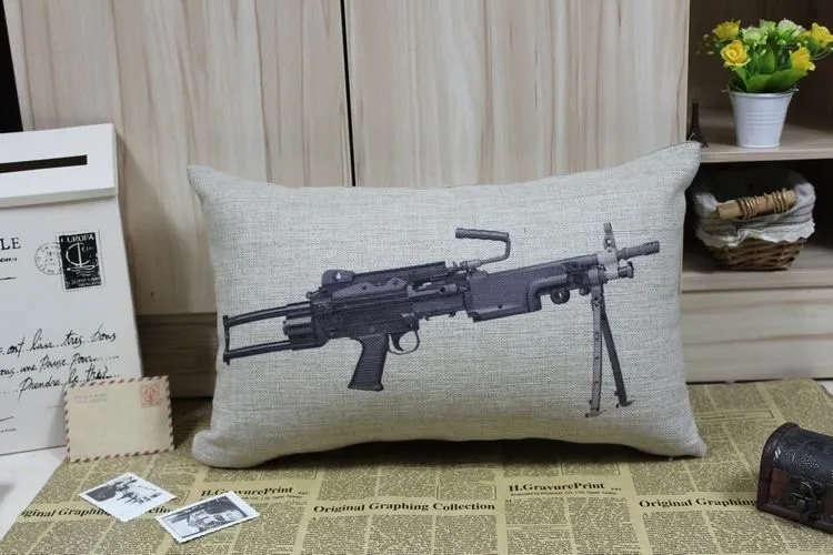 Пистолет Подушка, ретро Винтаж мир пистолет подушки, хлопок белье Подушка Home Decor диванную подушку