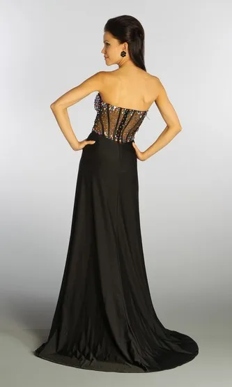 Платье с высоким разрезом, обнаженное бисером, vestidos formales, длинное Открытое платье, Кристальное, черное, сексуальное, красное платье для выпускного подружки невесты