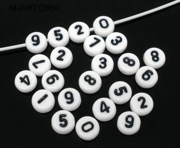 

500 Mixed White Acrylic Numbers Spacer Beads 7mm (Over $129 Free Express)