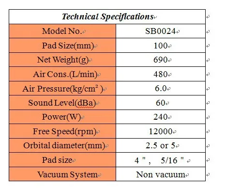 Воздуха Орбитальная Шлифовальные станки 4 дюйма Полировальные инструменты для 100 мм шлифовальной шкурки не пылесос орбита 5 мм(sb0024