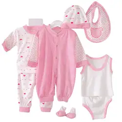 Хлопковая одежда для маленьких мальчиков и девочек Одежда для младенцев нагрудники брюки набор носков для новорожденных детей от 0 до 3