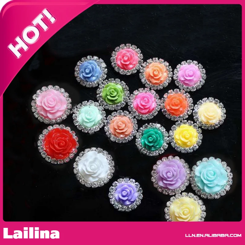 22mm flatback rhineston resin flower button / Flower button hot sell for accessories