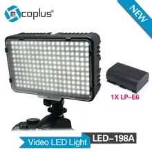 Mcoplus 198 LED Video Light Lamp with 1x LP-E6 battery for DV Camcorder Canon Nikon Pentax Sony Panasonic Olympus DSLR Cameras