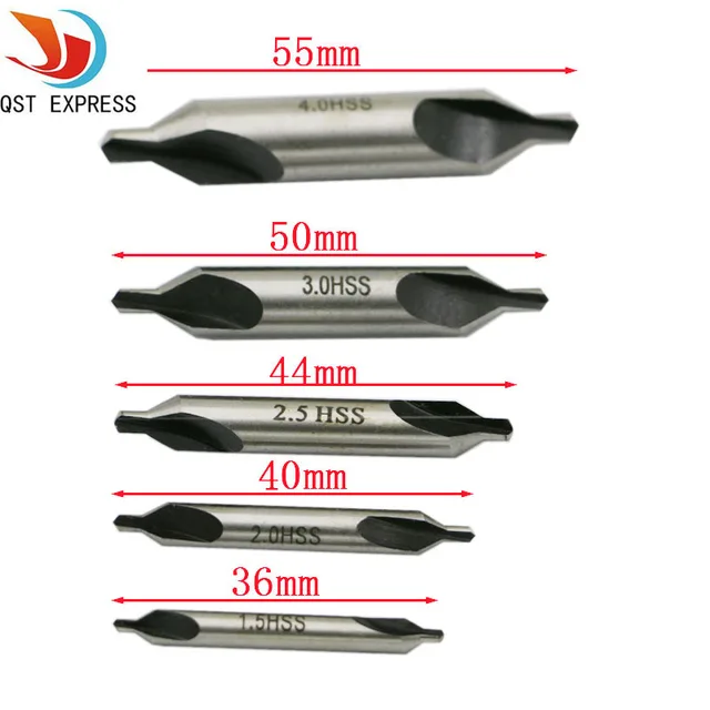 Hot 5 HSS Combined Center Drills Countersinks 60 Degree Angle Bit Set