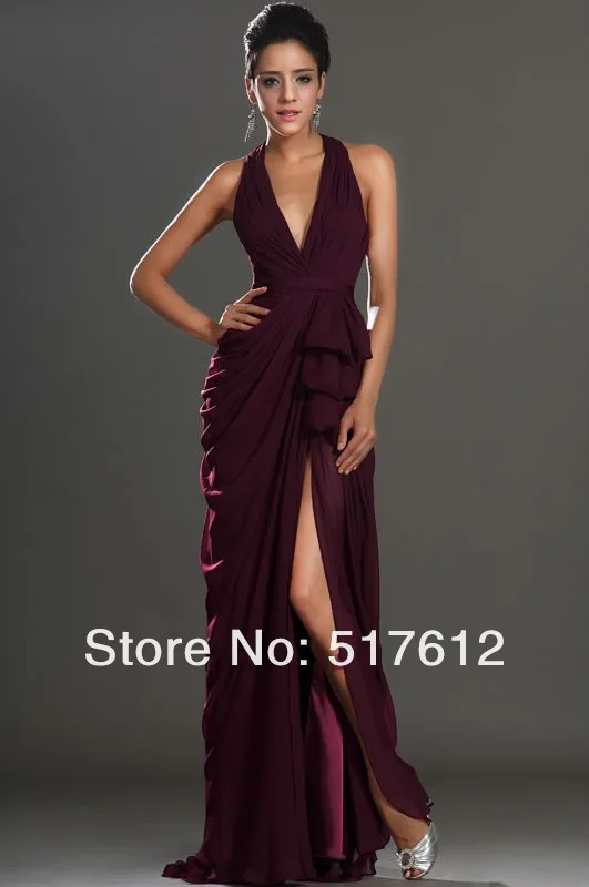 Burgundy Color V Neck Halter Top Soft Chiffon Short Front Long Back 557164985 875 Conew1 Jpg 557164987 112 557164993 737