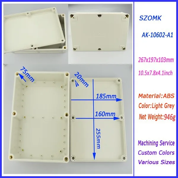 1 шт. Пластиковый корпус для электроники чехол 267*197*103 мм электронная промышленность IP 68 eletronicos para Каса электрический маршрутизатор