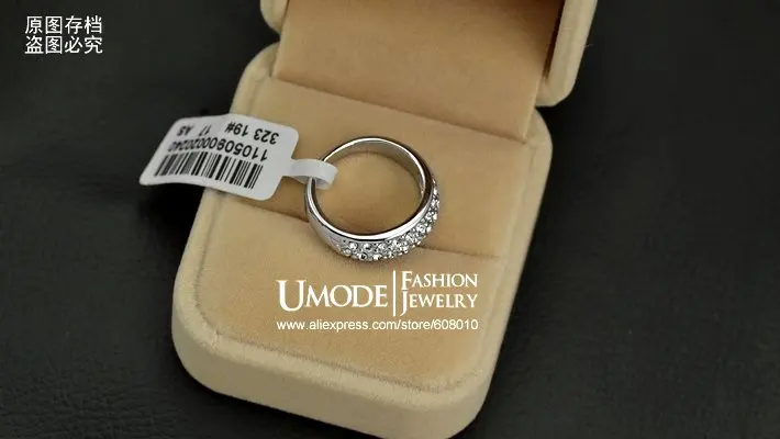 UMODE Модные классические кольца с покрытием из белого золота и украшением из страз JR0084B