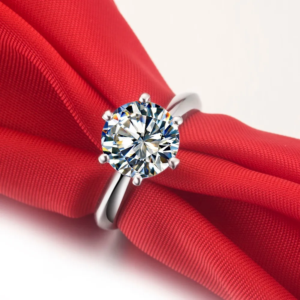 Топ бренд стиль 0.6Ct круглый Certify Moissanite ювелирные изделия тестеры Твердые 750 золото обручальное кольцо для женщин 750 белое золото кольцо