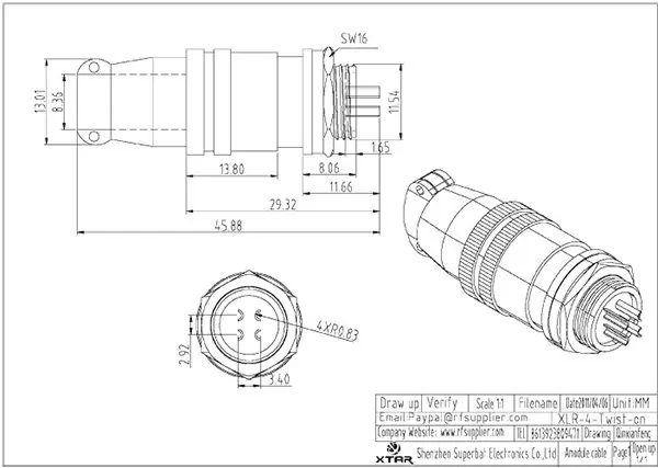 Superbat радиочастотный коаксиальный разъем XLR штекер авиации 4 Pin Ham Radio PCB прямые разъемы твист размеры 12 мм