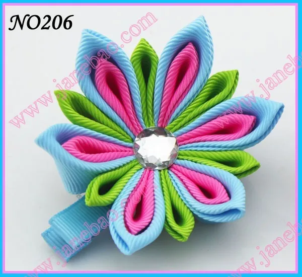 Новые 280 шт. " два слоя Kanzashi цветок заколки моды девушка Bow заколки