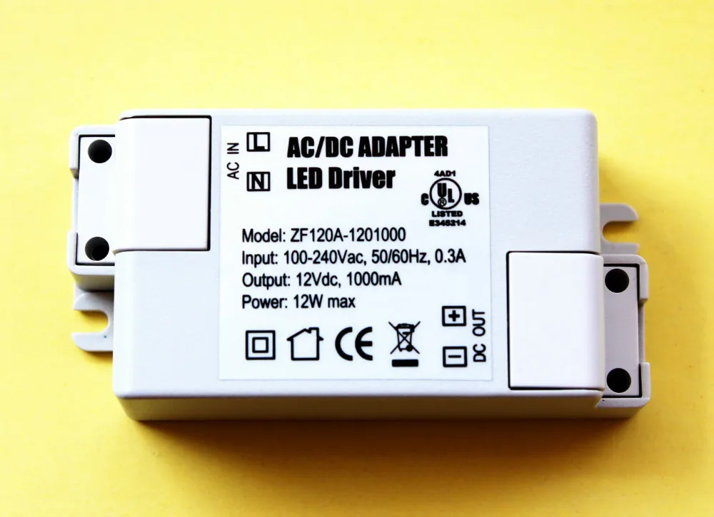50 шт./лот, постоянное напряжение 12V1A 12 Вт, UL ce gs SAA CB сертификация, Светодиодный драйвер питания