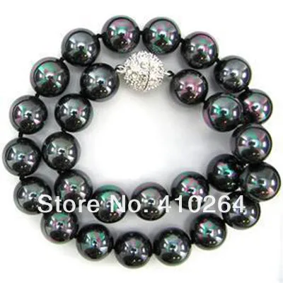 Wholesale_jewelry_wig$ Экспресс 11~ 12 мм tahitian павлин черный жемчужное ожерелье 18 дюймов
