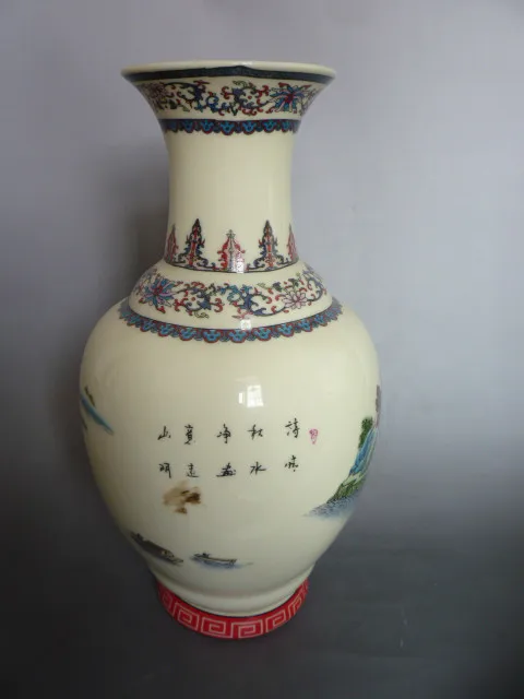 Редкая коллекция Цяньлун (1711-1799) Famille Роуз фарфор Пейзаж павильон ваза, лучшая коллекция и украшения, бесплатная доставка