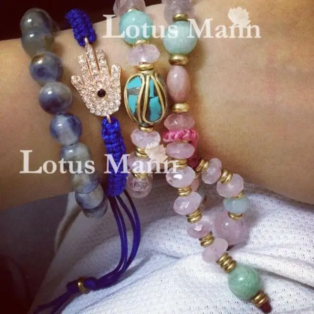 Lotus Манн розовый кристалл Mix Родохрозит двойной Обёрточная Бумага браслет