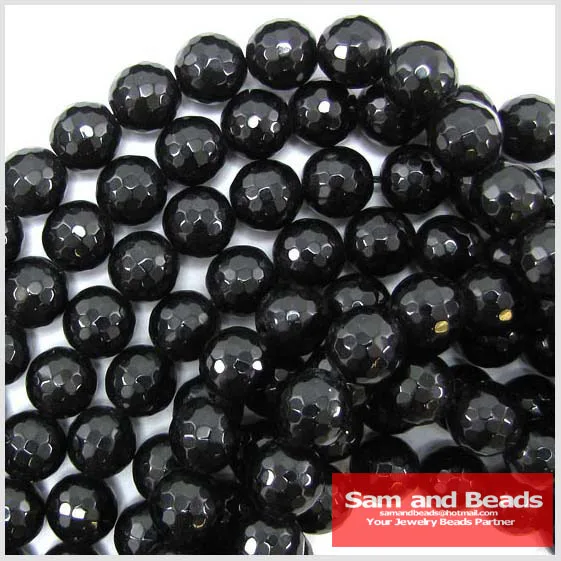 12mm faceted black onyx agate round beads strand .jpg