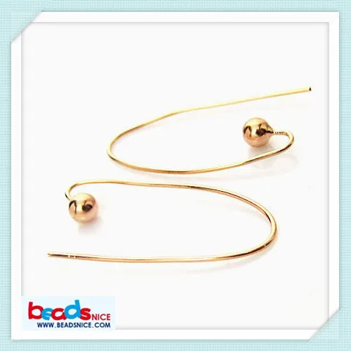 Beadsnice оптом модные серьги 925 пробы Серебряные Крючки серьги провода с шаром конца с покрытием розовым золотом ID25347