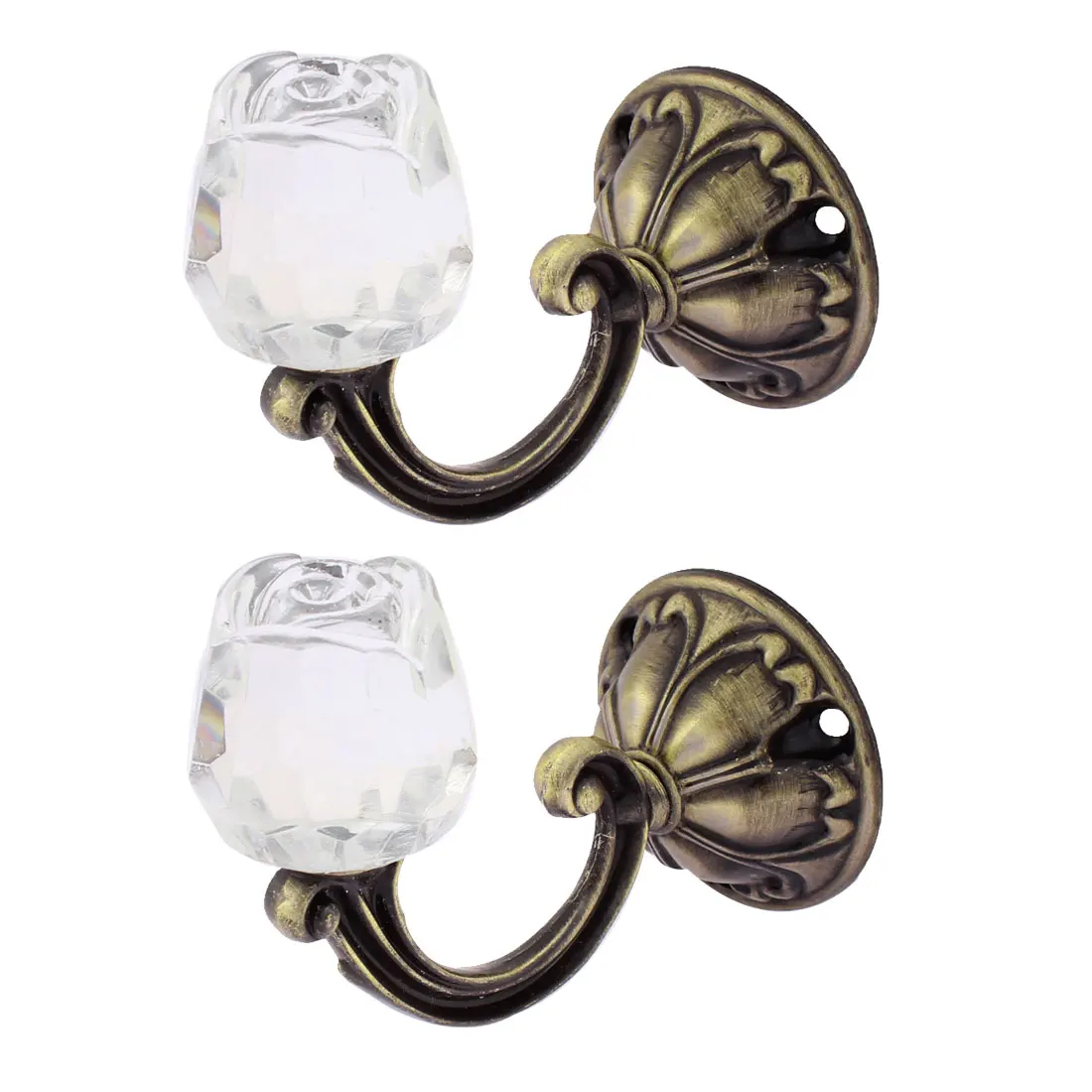 UXCELL 2Pcs Crystal Rose Window Curtain Drapery Tie Back Wall Hook Holdback Bronze Tonecurtain