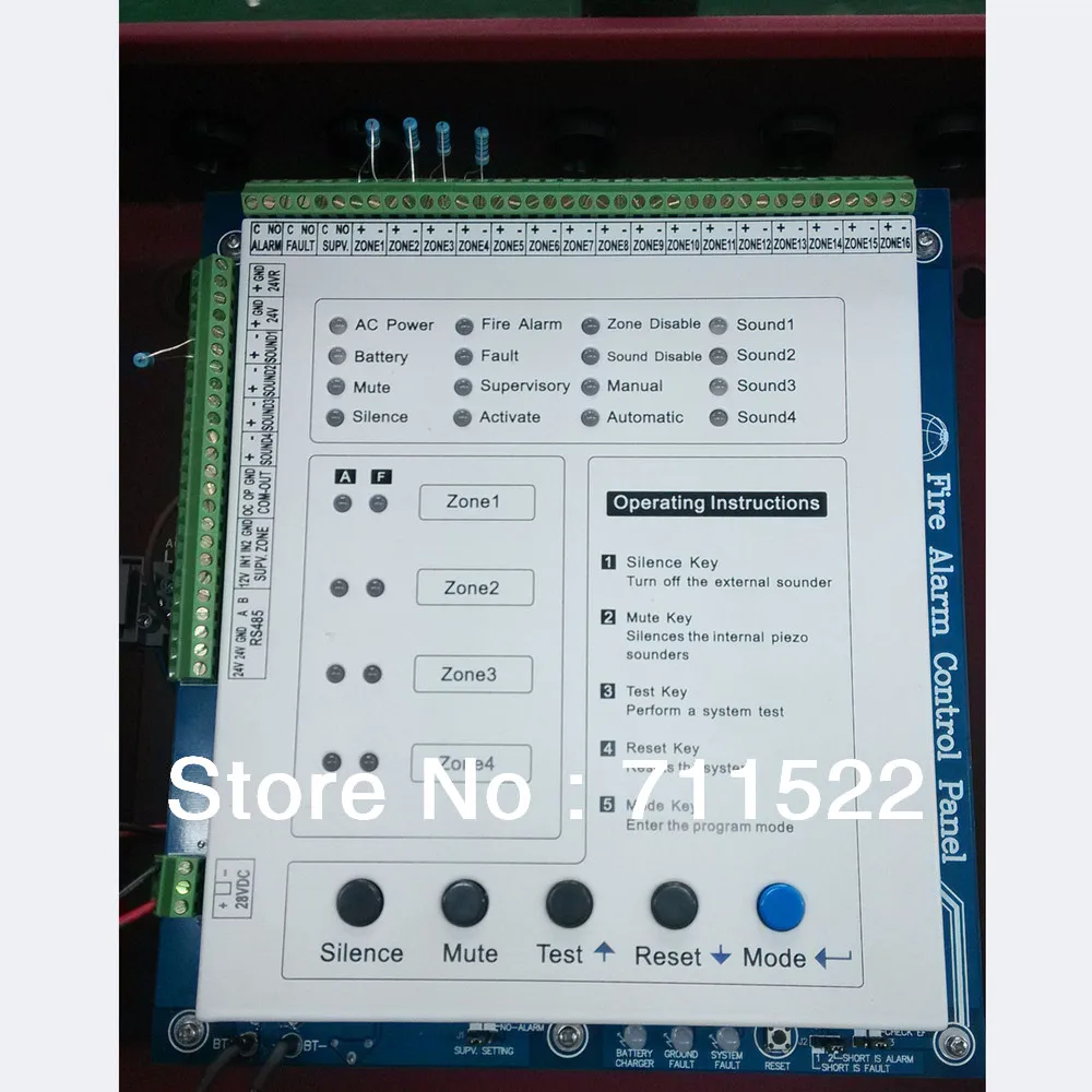 Новая красная традиционная система управления пожарной сигнализацией панель управления 4 зоны управления ler FACP