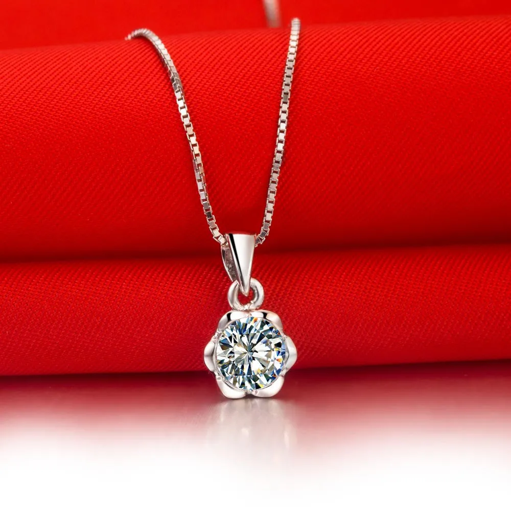 1Ct Wintersweet Свадебный кулон для нее 925 стерлингового серебра кулон ожерелье для женщин