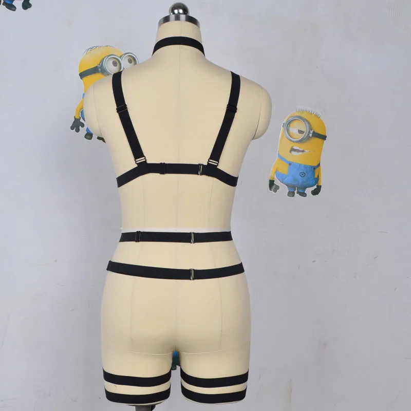 90 х cupless лямочный предохранительный пояс клетка бюстгальтер, Пастельная готика ноги подвязки сексуальный бондаж ремень harajuku черный комплект женского белья N0073