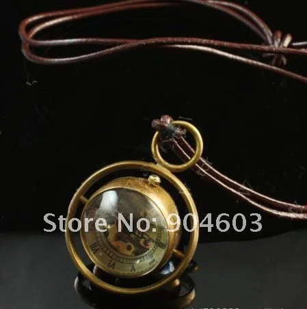 10pcs/lot BRASS Glass Orb SPHERE Mechanical  POCKET Watch Necklace WE116