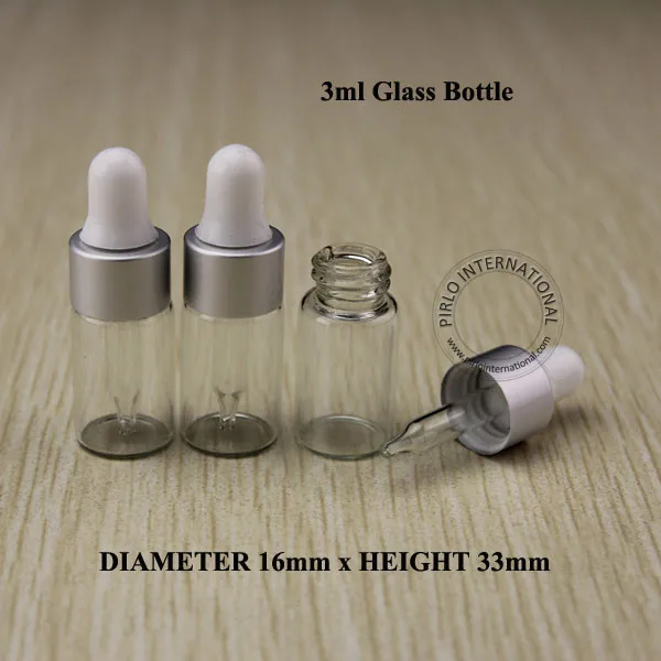 

Essential Oil Bottles 3ml Clear Glass Dropper Bottle Jars Vials With Pipette Silver Cap For Cosmetic Perfume Free Shipping 30pcs