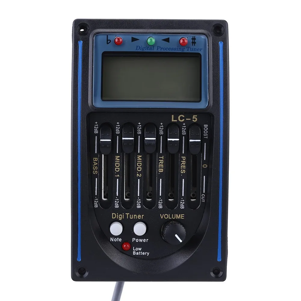 EQLC-5 5-Band EQ Equalizer System Acoustic Guitar Preamp Piezo Pickup LCD Screen Tuner | Спорт и развлечения