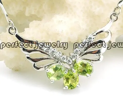 Peridoct ожерелье с кулоном натуральный настоящий перидот 925 стерлингового серебра ювелирные украшения 0.5ct* 3 шт драгоценный камень# CY181201