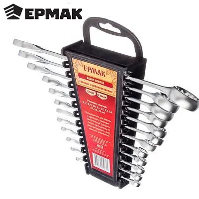 НАБОР ГАЕЧНЫХ КЛЮЧЕЙ "ЕРМАК" 12 предметов( 6- 22 мм) рожково-накидных
