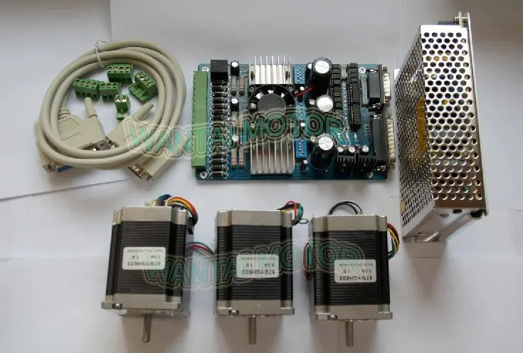 Высокое качество Nema 23 шагового двигателя 290oz-in, 3.0A + 3-х осевая плата ЧПУ MACH3 комплект Wantai Бесплатная доставка в США, Канады, Австралии, Новой