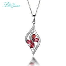 

l&zuan trendy 1.33ct natural garnet pandent & 925 sterling silver necklace fine jewelry for women