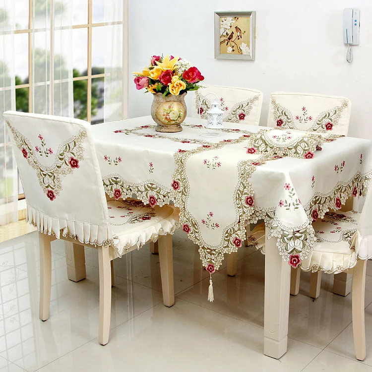 New Hot high quality Satin Drill openwork embroidery tablecloth elegant