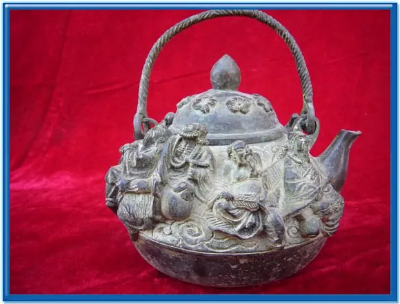 Редкий Старый Ming Dynasty(xuan de1426-1438) бронзовый чайник, лучшая резьба, бронзовый чайник, с отметкой