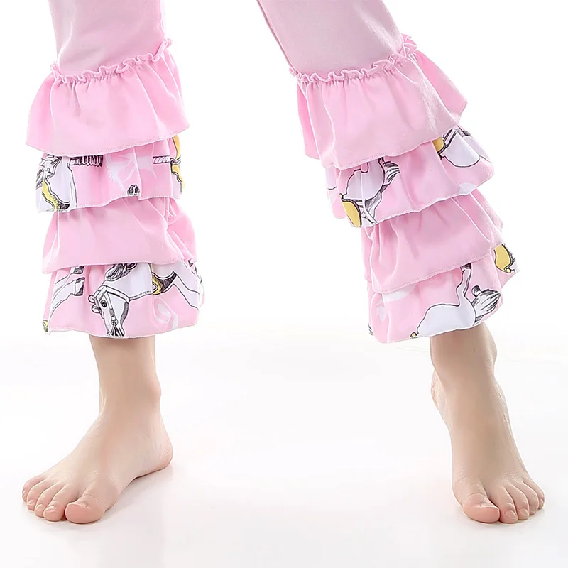 Kaiya Angel, с персонажами из мультфильмов для детей эксклюзивная одежда леггинсы с рюшами комплект одежды,, розовая детская одежда для малышей лошади верхняя одежда