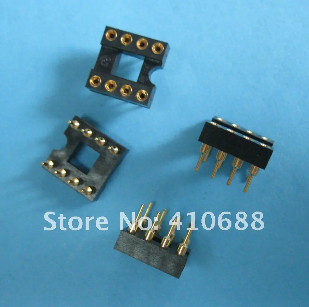 600 шт. IC Socket адаптер позолоченный круглый 8Pin заголовки(IC) sockets шаг 2.54 мм x = 7.62 мм
