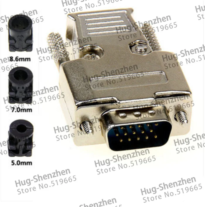 Топ D-Sub 15-pin DB15 VGA 3 ряда plug(male) твердого pin Модуль+ Съемный металлический корпус крышка корпус- 2 шт./лот