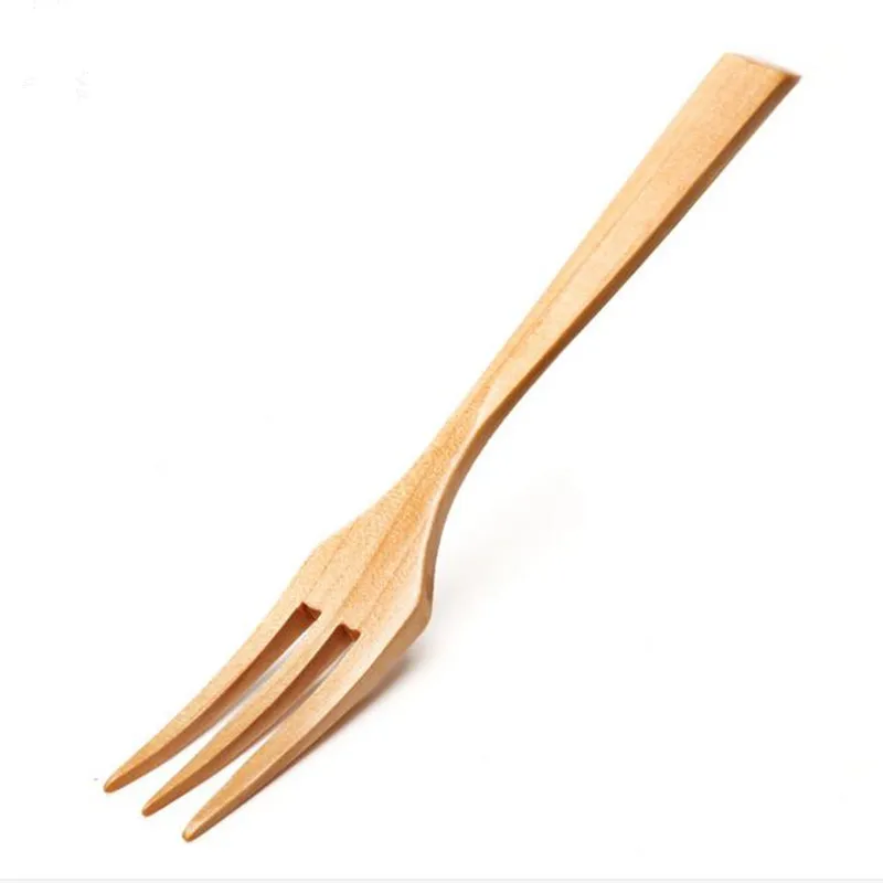 4Pcs/lot wood fork Kitchen tools coffee milk salad forks new year gifts