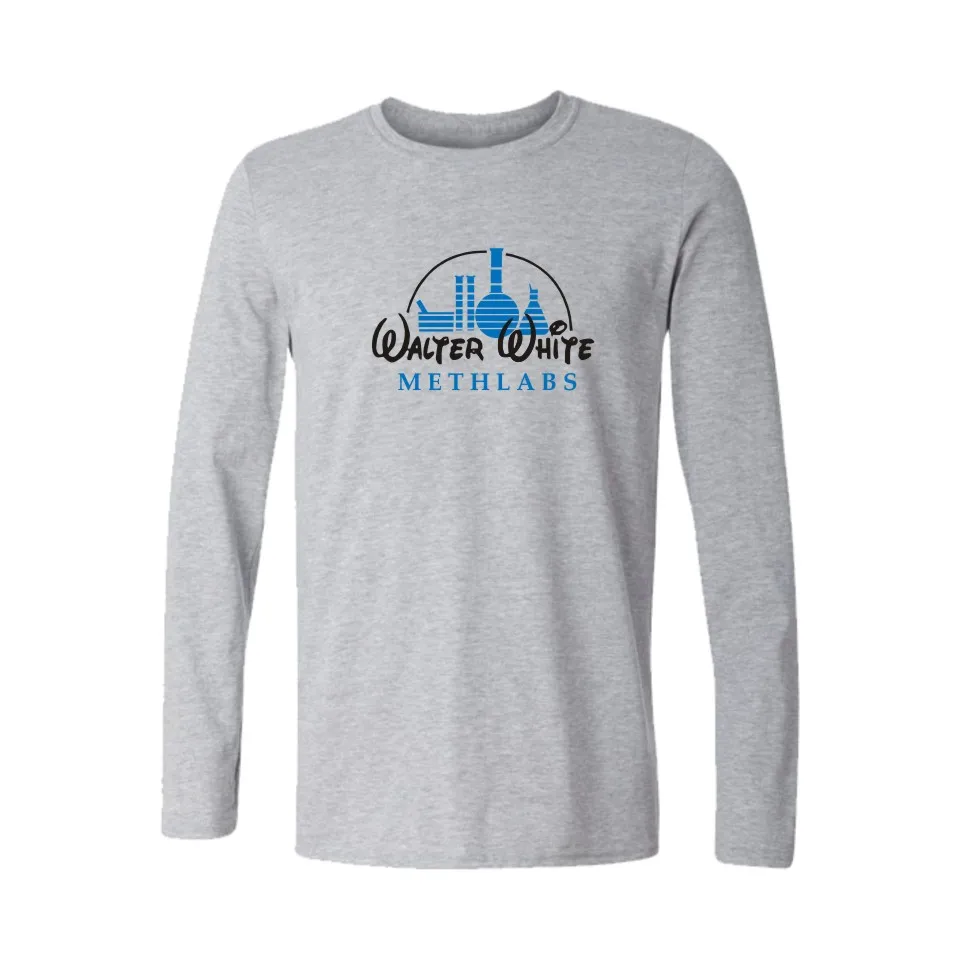 Meth Maker Walter White Logo T Shirt Slim Fit O-Neck T-Shirt Men Long Sleeve Black/White 3xl Cotton Teeshirt Street Wear Style