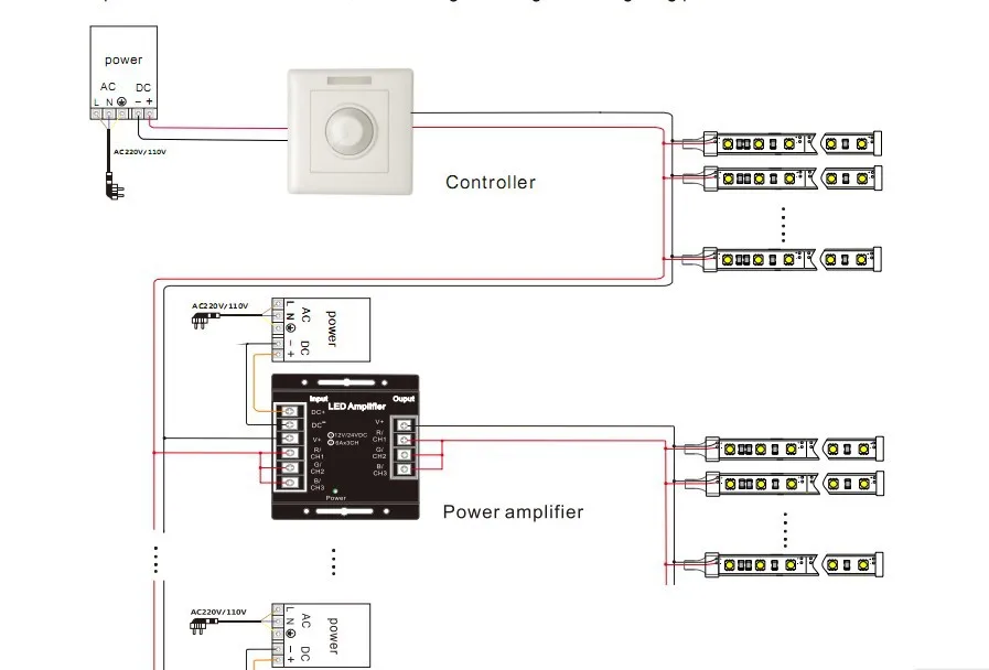 Led rgb усилитель мощности, DC12-24V вход, 6A* 3 выходной канал