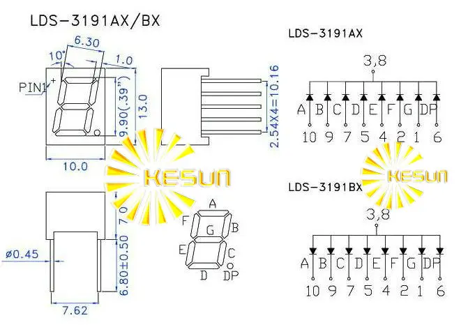 Бесплатная доставка 50 шт. x 0,39 дюйм(ов) красные, синие 3191BS 3191AS 3191AB 3191BB один цифровой трубки светодиодный Дисплей модуль