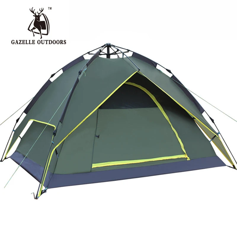

Family Leisure Fishing Large Camping Tent Military 3-4 Persons Double Layers Quick Automatic Opening Awning Kamp Malzemeleri