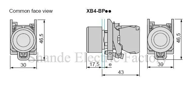Мгновенный кнопочный переключатель XB4-BP45, 1NO+ 1NC контактные блоки, кнопка загрузки